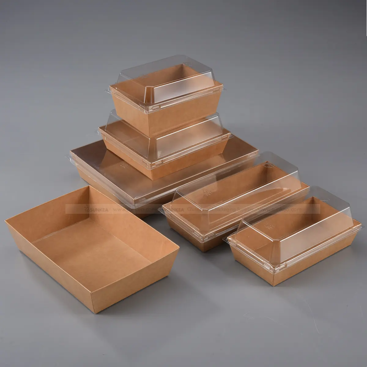 Groothandel Fabrikant Wegwerp Bedrukte Kartonnen Container Kraftpapier Sushi To-Go Food Box Verpakking Sushi Lade