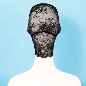 Schwarze Spitzen-Maskerade Vollgesichts-Schleiermaske Gotische Ausgehöhlte Durchsichtige Kapuze Kopfbedeckung Erwachsenen-SM-Sexspielzeug 100% Wasserdicht für Männer und Frauen - Product Image 4