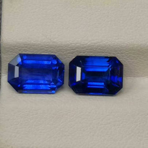 Zafiro azul real natural sin calentar de 3.756 quilates y esmeralda de 3.526 quilates, corte esmeralda, piedra preciosa suelta de Sri Lanka para engaste en pendientes y joyería. - Product Image 2