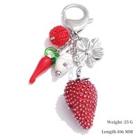 Gantungan Kunci Mobil JINYOU 4091 Perhiasan Hadiah Dekorasi Aksesoris Gaya Terbaru Enamel Merah Buah Bunga Stroberi Liontin Gantungan Kunci