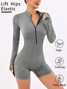 Mono Deportivo Sexy con Cremallera para Mujer, Pantalones Cortos Ajustados para Yoga, Escarchado, Espalda Descubierta, Motocicleta, Gimnasio, Disponible - Product Image 2