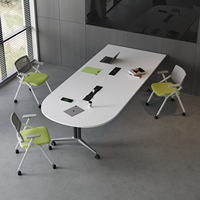 Table de conférence pliable et extensible en bois de qualité supérieure avec côtés alignés |   Grand espace d'utilisation, forme compacte pliée, texture élégante