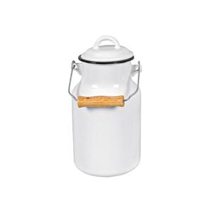 กระป๋องนมมีฝาปิดและที่จับพับได้ขวด2L เก็บได้ทรงกระบอกสีขาวเคลือบพอร์ซเลนขนาด13ซม. ดีไซน์ย้อนยุค - Product Image 1