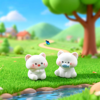 Figurines en résine de chatons Kawaii miniatures blancs, très populaires, pour la décoration de jardins féériques, de gâteaux, de micro-paysages et de projets DIY