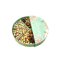 Boîte cadeau en papier ronde à compartiments pour noix, fruits secs, en-cas, emballage pour cadeaux de fête