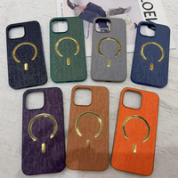 Coque de téléphone magnétique de luxe pour iPhone 17 16 15 14 Pro Max, avec anneau plaqué or, en TPU+PC texturé, antichoc