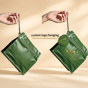 Custom Logo Flexo Printed Matte Coffee Bean Packaging Pouch Sachet <b>Bag</b> Zipper Top Flat Bottom Stand Up <b>Bag</b> with Handle - Product Image 5