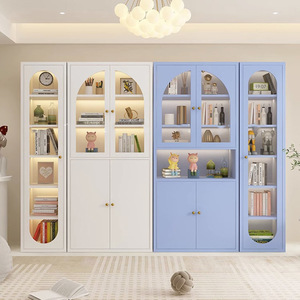 Estantería <span class=keywords><strong>de</strong></span> acero con puerta <span class=keywords><strong>de</strong></span> cristal, estantería a prueba <span class=keywords><strong>de</strong></span> polvo, armario <span class=keywords><strong>de</strong></span> <span class=keywords><strong>hierro</strong></span> <span class=keywords><strong>forjado</strong></span> moderno simple, armario <span class=keywords><strong>de</strong></span> almacenamiento para sala <span class=keywords><strong>de</strong></span> estar, vitrina para el hogar - Product Image 4