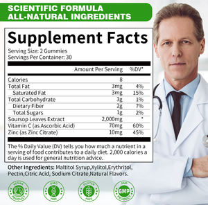 Gummies au corossol <span class=keywords><strong>GPGP</strong></span> GreenPeople pour adultes, véganes, sans OGM, favorisent l'immunité, la digestion, la santé de la peau et la fonction cellulaire - Product Image 2