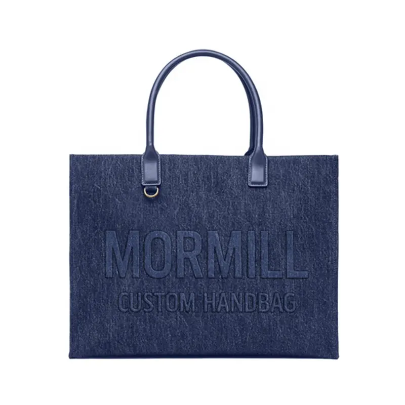 Luxus Custom Denim Einkaufstaschen mit geprägtem Logo Großhandel Taschen Frauen Handtaschen Damen