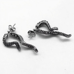 Stainless Steel <b>Octopus</b> Tentacle <b>Earrings</b> for Men Gothic Punk Style Vintage Silver Statement Jewelry Unisex Fashion Accessory - Product Image 4