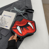 Halloween Horreur Sacs À Main Vampire Sac À Bandoulière Personnalisé Bucktooth Lèvres Bourse Femme Drôle Personnalité Niche Gothique Halloween Sac À Main