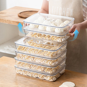 Dumpling And Wonton Storage Box With <b>Lid</b> Multi Layer Transparent Rectangle Food Storage <b>Container</b> For Fridge Organizer - Product Image 4