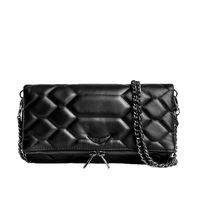 Nouveau Sac ZV de Luxe Français 2026 en PU, Matelassé Carré, avec Ailes Diamantées, Fermeture Magnétique et Chaîne, Pochette Décontractée Rétro pour Femme