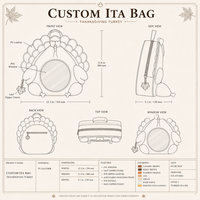 Sac Ita personnalisé mignon en forme de dinde de Thanksgiving, sac à main Kawaii avec grande fenêtre transparente, breloque feuille d'érable, cadeau d'automne