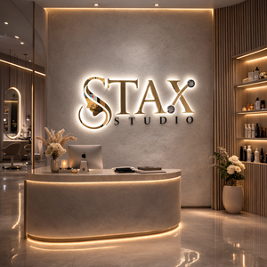 ป้ายโลโก้โลหะ 3 มิติ แบบกำหนดเอง, ป้ายไฟ LED, ป้ายไฟ LED สำหรับธุรกิจ, โลโก้โลหะแบบกำหนดเองสำหรับตกแต่งร้านเสริมสวย - Product Image 5