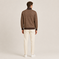 Pull col roulé géométrique jacquard en coton et polyester pour femme et homme, tricoté, ODM