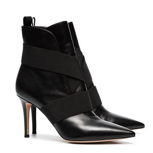 أحذية نسائية من مصنع صيني، بوت قصير بكعب عالٍ ورفيع مع مقدمة مدببة - Product Image 3