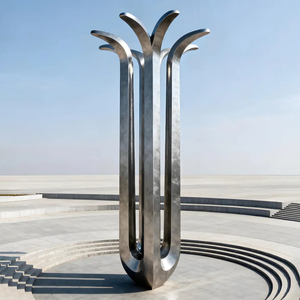 Escultura Abstracta Moderna de Acero Inoxidable con Acabado Pulido Tipo Espejo, Decoración Artística para Exteriores - Product Image 2