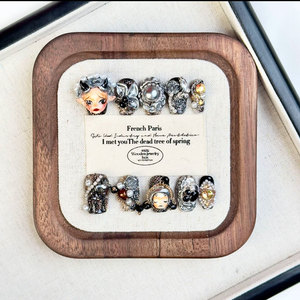 Venta al por mayor hecho a mano diseño personalizado prensa en las uñas 10 piezas 3D francés lujo uñas postizas <span class=keywords><strong>Gel</strong></span> suave reutilizable uñas artificiales - Product Image 3