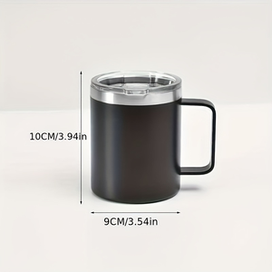 Mug à café isotherme en acier inoxydable à double paroi de 12 oz (354 ml) avec poignée et couvercle, réutilisable, pour le camping et le bureau - Product Image 2