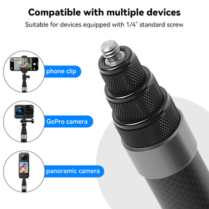 Perche à selfie invisible en fibre de carbone, support de caméra d'action, monopode avec adaptateur de trépied pour Insta360 X6 X5 <span class=keywords><strong>DJI</strong></span> <span class=keywords><strong>Osmo</strong></span> 360 GoPro Max <span class=keywords><strong>2</strong></span> - Product Image 4