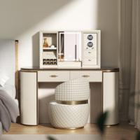 Table de maquillage électrique moderne pour intérieur avec miroir LED et remontoir de montres, bureau de maquillage intelligent à élévation automatique avec rangement