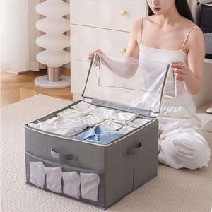 Boîte de rangement pliable en tissu Oxford avec compartiments, organiseur de placard, bacs de rangement pour vêtements, sous-vêtements et chaussettes - Product Image 4