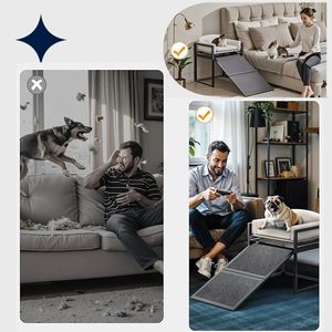 Cama Elevada para Perros ZMaker 2026 con Marco Metálico Personalizable, Rampa Plegable Antideslizante con Cojín - Product Image 6