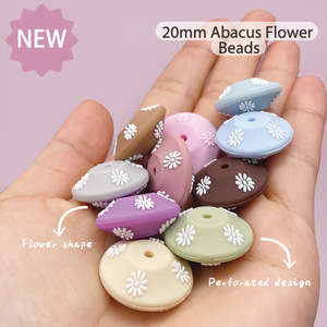 Perles en silicone en forme d'abacus de 24 mm, couleur macaron, en résine époxy, perles lâches pour la dentition des bébés - Product Image 4