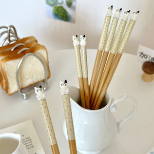 ตะเกียบไม้ไผ่หยวนจิน 19.5 ซม. 23.5 ซม. ลายการ์ตูนแมว สำหรับเป็นของขวัญ - Product Image 1