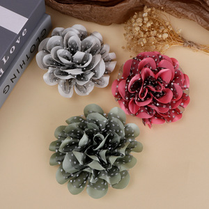 Broches de flores de chifón con lunares, hechos a mano, DIY, para el cabello, zapatos, sombreros, bolsos, accesorios, decoración de moda unisex - Product Image 3