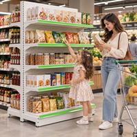 Étagère gondole robuste en métal avec panneau perforé, présentoir de vente au détail réglable, unité d'îlot pour supermarché et magasin