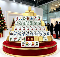 Tuiles de Mahjong en Acrylique de Noël Modernes et Luxueuses, Motif Père Noël, Arbre et Bonhomme de Neige, Portables et Durables pour le Divertissement
