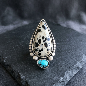 Anillo de Plata de Ley 925 con Incrustaciones de Jaspe Dálmata, Joyería Elegante con Piedra Preciosa Natural - Product Image 2