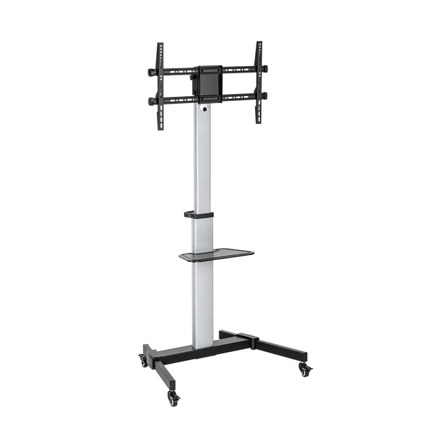 Wholesale Customizable Cost-Effective Movable Aluminum Height Adjustable Rolling TV Cart Mobile Floor Stand With Locking Casters