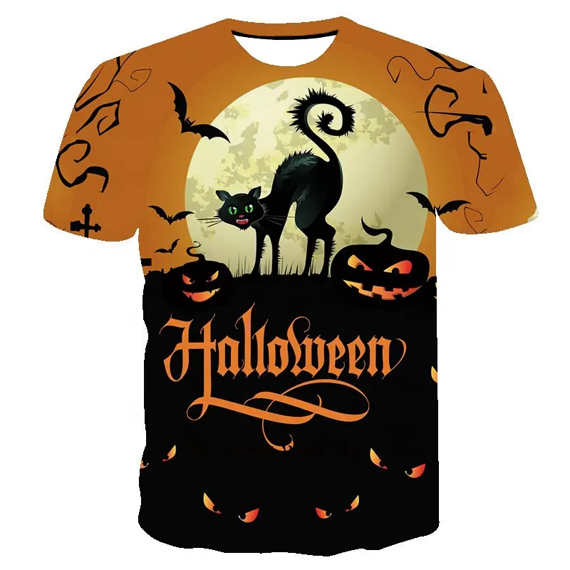 Factory Wholesale Custom Men's T-shirt Funny Halloween Shirts For Women Kids Men Pumpkin Ghosts T-shirt