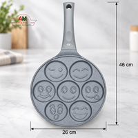 Poêle à crêpes FOURM Smile Face en granit antiadhésif en fonte d'aluminium, mini-appareil à crêpes pour le petit-déjeuner des enfants, compatible induction