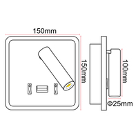 Lampe de lecture LED minimaliste nordique, rechargeable par USB, applique murale à bras articulé réglable avec interrupteur marche/arrêt pour utilisation au chevet d'hôtel