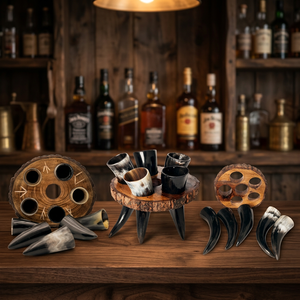 Cuerno Vikingo Ecológico para Beber, Material Orgánico, Técnica de Tallado, Alta Calidad, Forma Natural, Tema de Amor, Boda - Product Image 1