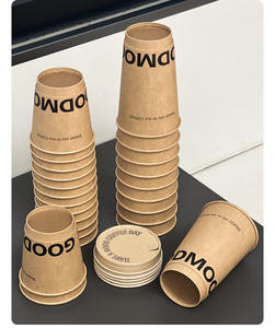 Vaso de Bambú Biodegradable con Diseño de Pared Ondulada y Tapas de Papel Kraft Desechables, Compostable, para Bebidas Calientes para Llevar, para Café y <span class=keywords><strong>Té</strong></span> - Product Image 5