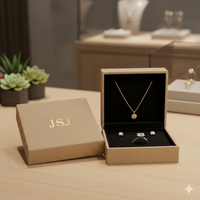 Boîte cadeau de luxe noire mate avec logo doré pour présentation haut de gamme de bagues et boucles d'oreilles