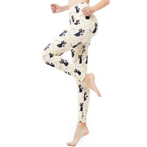 Leggings moulants à imprimé numérique de dessin animé, motif chat noir mignon, taille plus, longueur 9 minutes, HC-6046 - Product Image 3