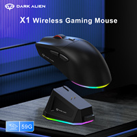 Souris de jeu RGB sans fil DARK ALIEN X1 3 modes 2.4G filaire BT pour ordinateur avec base de charge
