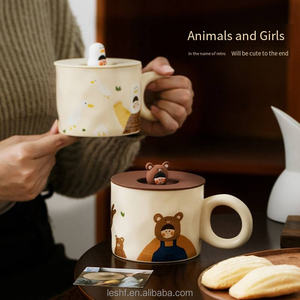 Taza creativa de cerámica bonita con tapa para café o agua Regalo de negocios perfecto - Product Image 2