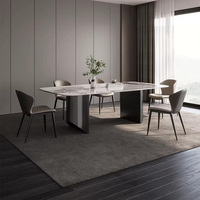 Meja Makan mewah, meja makan dan kursi Set rumah apartemen ruang makan furnitur Modern umpan logam meja restoran