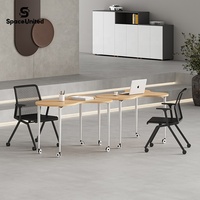 Station de travail de luxe SpaceUnited, table de formation multifonctionnelle en métal à tubes ronds en forme de nuage pour ordinateur portable et bureau