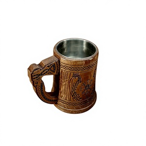 Taza de Madera de Diseño Nórdico con Asa Grabada con Láser, Estilo Moderno, Hecha a Mano, Artesanía Hasan, para Uso Doméstico - Product Image 5