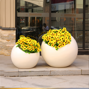 Wholesale <strong>Large</strong> Green Landscape Decorative <strong>Planters</strong> For Indoor Outdoor Use <strong>Large</strong> Fiberglass Round <strong>Planters</strong>