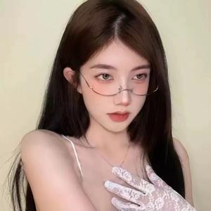 Montura de gafas dorada sin montura, forma ovalada con colgante decorativo para mujer, gafas decorativas de moda - Product Image 3